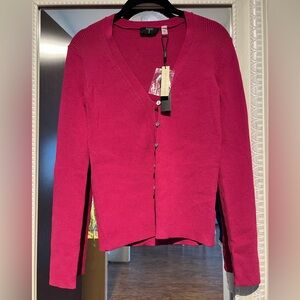 New with Tags Tahari Fuchsia Cardigan Sweater